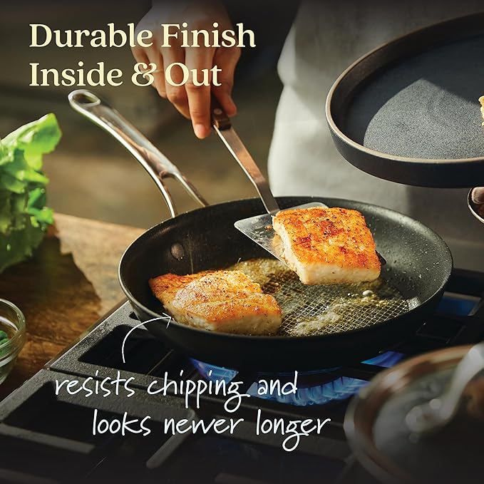 Anolon X Hybrid Nonstick Cookware Frying Pans/Skillet Set, Induction Suitable, 8 Inch, 10 Inch, and 12 Inch - Charcoal Gray