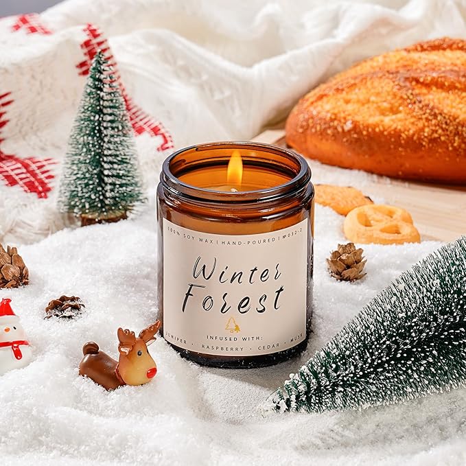 Winter Forest Candle - Holiday Scented Soy Candle for Home - Christmas Gifts for Women