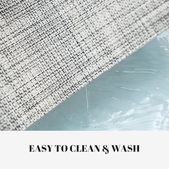 Placemats Set of 6 Vinyl/Plastic Woven Place Mats for Kitchen Table Indoor/Outdoor Washable Placemat Wipeable Dining Table Mats (Grey,6)