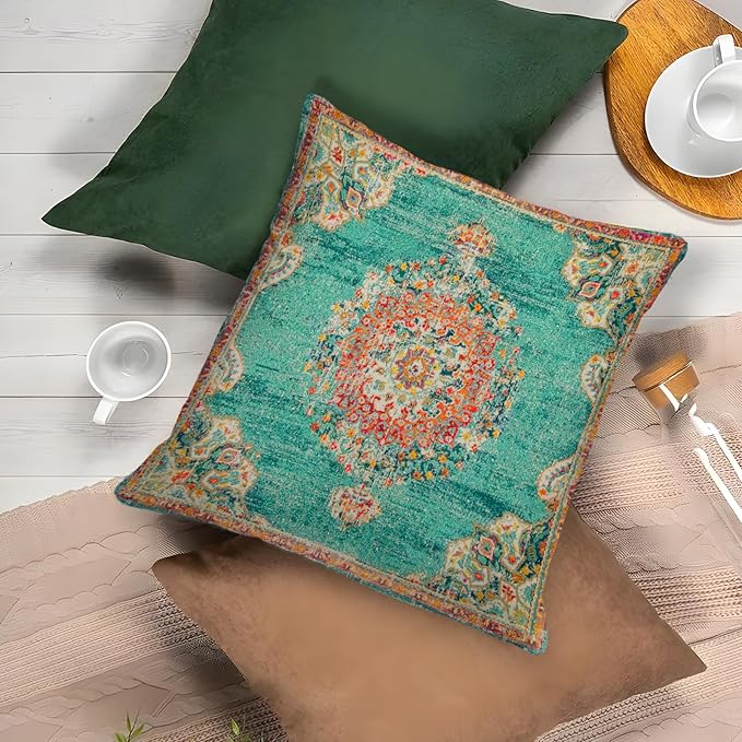 Boho Throw Pillow Covers 22x22 inch Set of 2,Boho Vintage Carpet Pattern Antique Ethnic Decor Double Sided Pattern Cushion Cover Soft Pillow Case Living Sofa Room Bed Square Pillow Cover