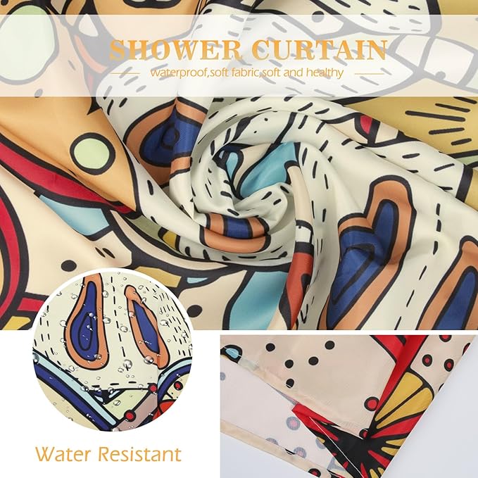 Aimego Boho Floral Shower Curtains - Bohemian Mandala Gypsy Colorful Flowers Bath Shower Curtain Set with 12 Hooks for Adults Bathroom Decor Accessories, 72"x72"