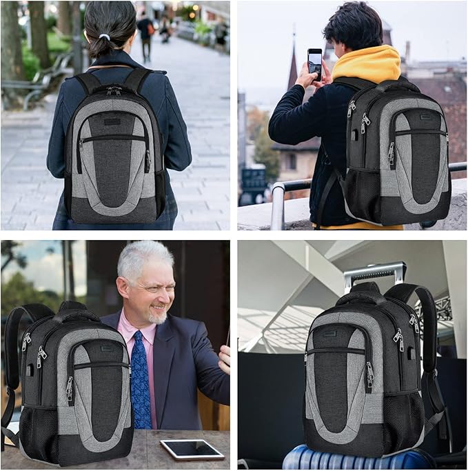 Travel Laptop Backpack Men, School Backpacks for College Teen Boys Water Resistant Back Pack, Business Anti Theft Slim Sturdy Computer Bag Gifts Fits 15.6 Inch Laptop with USB Charging Port