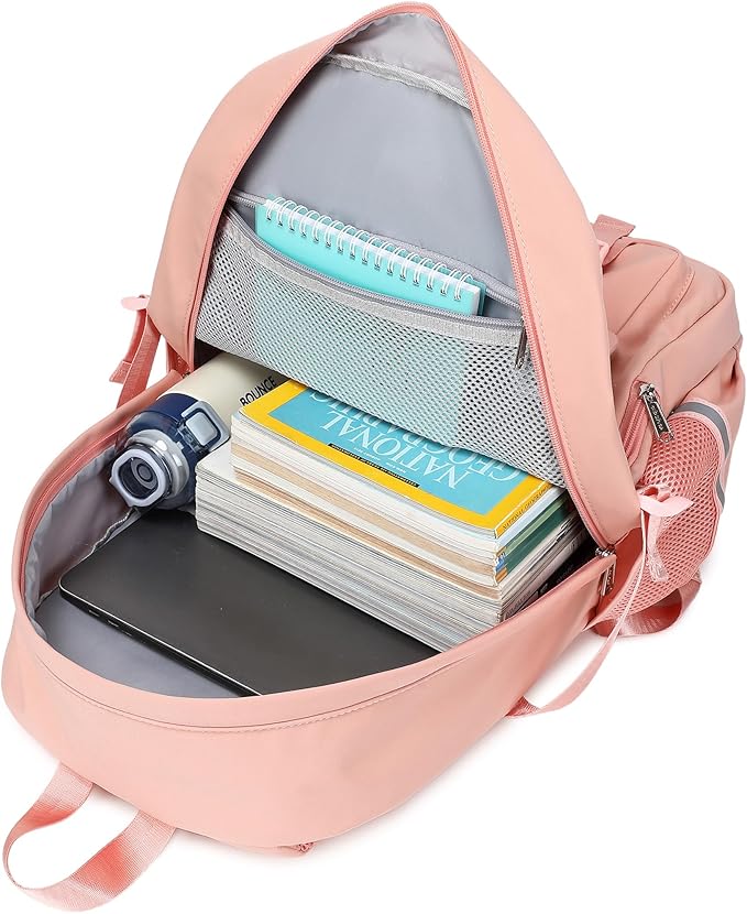 abshoo Big Student Laptop Backpack For College Women Middle High School Teen Girls Bookbag Travel Daypack (Peach Pink)