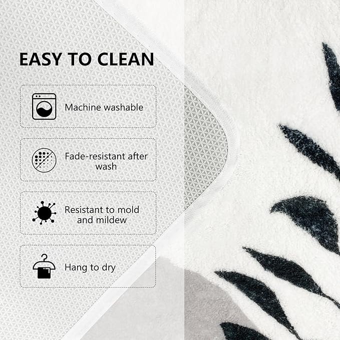 20"X30" Boho Bath Rugs for Bathroom Decor Non-Slip Bath Mat Absorbent Plush Microfiber Soft Carpet Machine Washable Bath Mat for Bathrooms,Showers,Laundry Rooms,White and Black