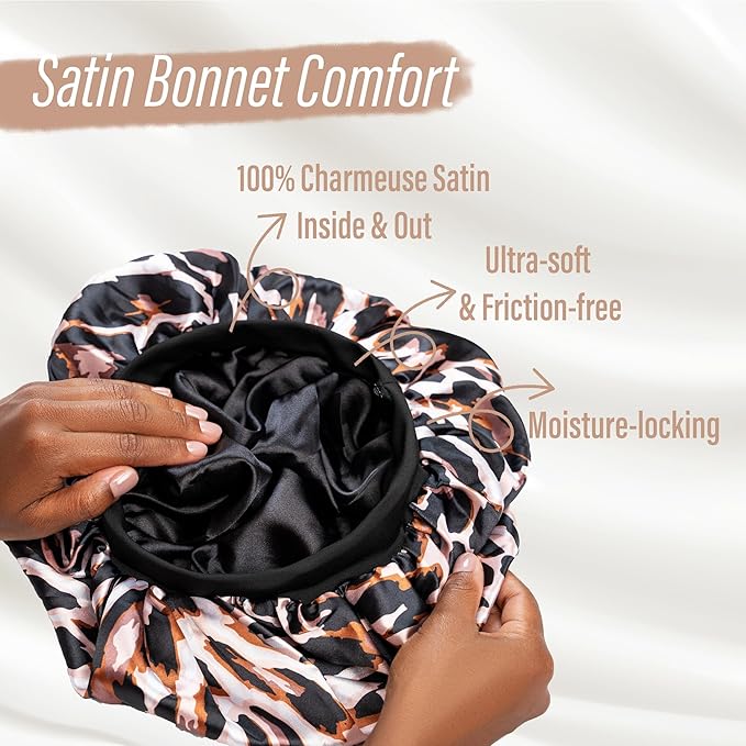 Satin Bonnet Adjustable Sleeping Silk Bonnet Black Women Men Double Layer Satin Silk Sleep Cap Hair Wrap Large Curly Hair