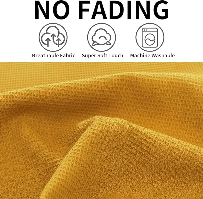 QUILTINA Dish Towels Set,100% Cotton Waffle Weave Kitchen Towels 6 Pack,17 x 25 Inches Dish Towels for Kitchen,Super Absorbent for Drying and Cleaning (Mustard Yellow)