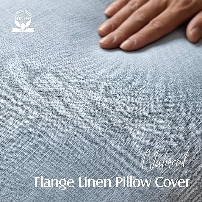 Foindtower Pack of 2, Decorative Linen Soild Throw Pillow Covers Soft Accent Euro Cushion Case Boho Farmhouse Pillowcase for Chair Couch Sofa Bedroom Living Room Home Decor 26 x 26 Inch Sky Blue