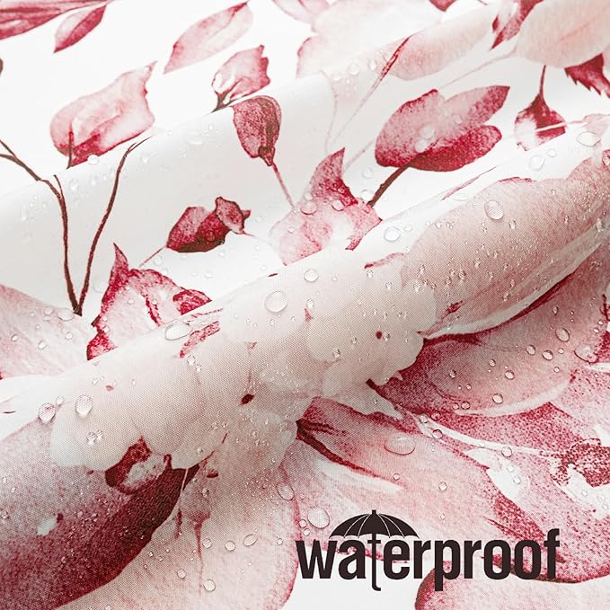 Gibelle Long Shower Curtain 72 x 78, Tall Pink Floral Shower Curtain for Bathroom, Watercolor Plant Eucalyptus Leaves Fabric Shower Curtain Set with Hooks