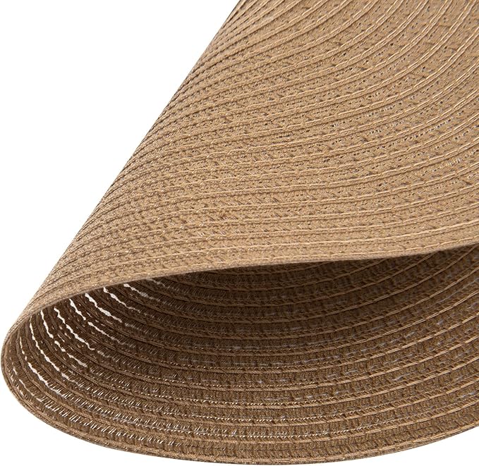 SHACOS Round Braided Placemats Set of 8 Washable 15 inch Round Table Mats Woven Place Mats for Dining Table (Brown, 8)