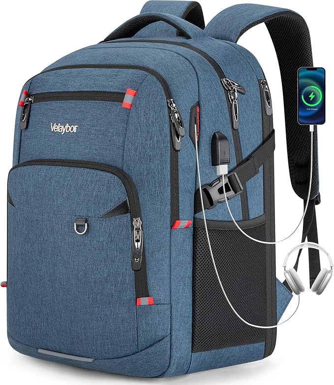 40L Expandable Laptop Backpack, Anti-thief Travel Backpack with USB Charging Port, Airline Approved Business Waterproof Carry on Luggage, Fits 15.6" Laptop for Men Women