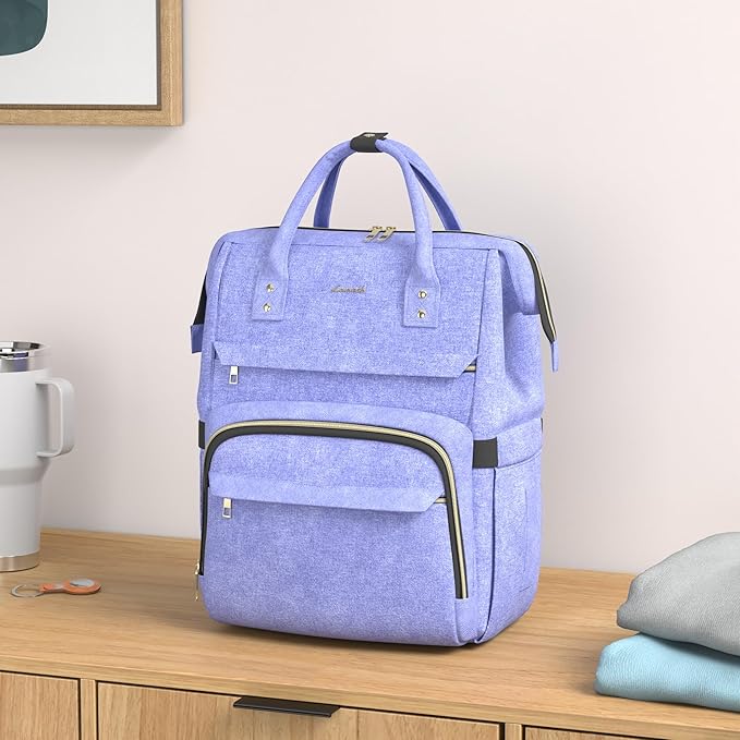 LOVEVOOK Women's 15.6 Inch Professional Travel Backpack, Waterproof College Work Bag with USB Port, Blue-Violet