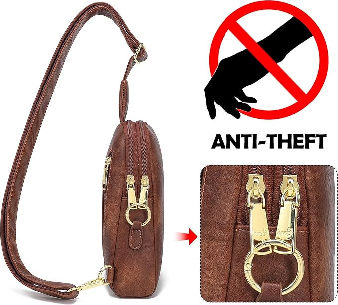 INICAT Travel Small Sling Bag Leather Crossbody Bags for Women Fanny Packs Cross Body Bag for Woman Cross Body Purses