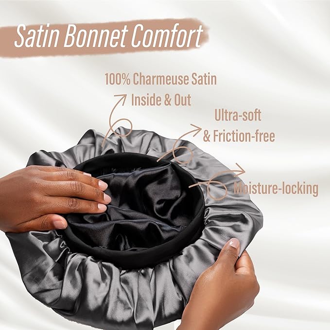 Satin Bonnet Adjustable Sleeping Silk Bonnet Black Women Men Double Layer Satin Silk Sleep Cap Hair Wrap Large Curly Hair