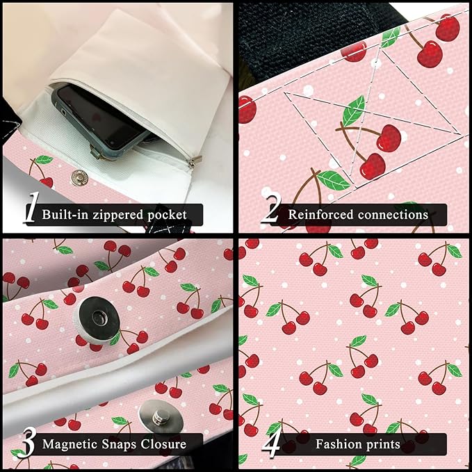 Canvas Tote Bag for Women，Cute Heavy-Duty Shoulder Bag with Zipper Pocket -Travel Tote for Grocery, Gym,Shopping