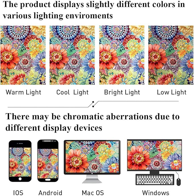 Bohemian Bathroom Curtain Colorful Boho Floral Print Beautiful Bright Polyester Fabric Cloth Shower Curtain for Bathroom Decoration, 72"x72"