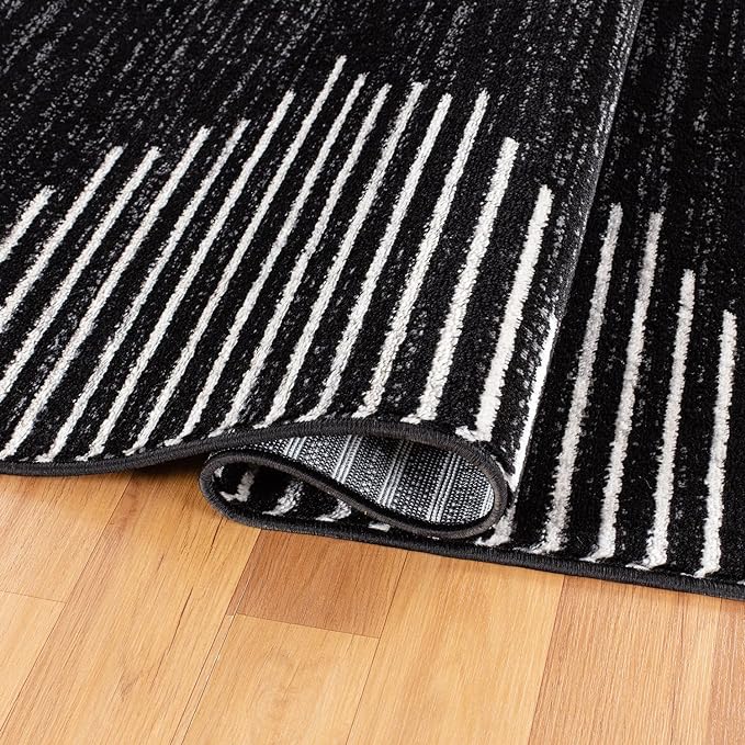 Rugshop Bohemian Stripe Stain Resistant High Traffic Living Room Kitchen Bedroom Dining Home Office Area Rug 2' x 3' Black