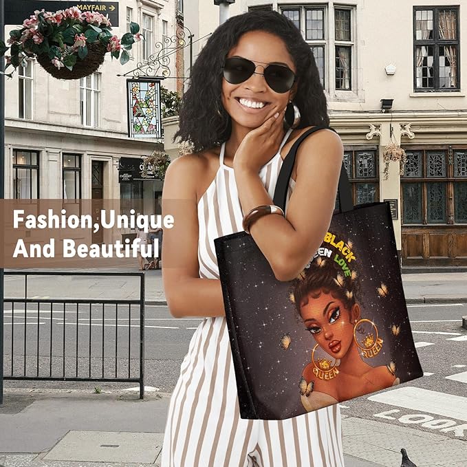 African American Black Women Tote Bag Black Girl Magic Shoulder Handbag For Work Travel Beach Shopping