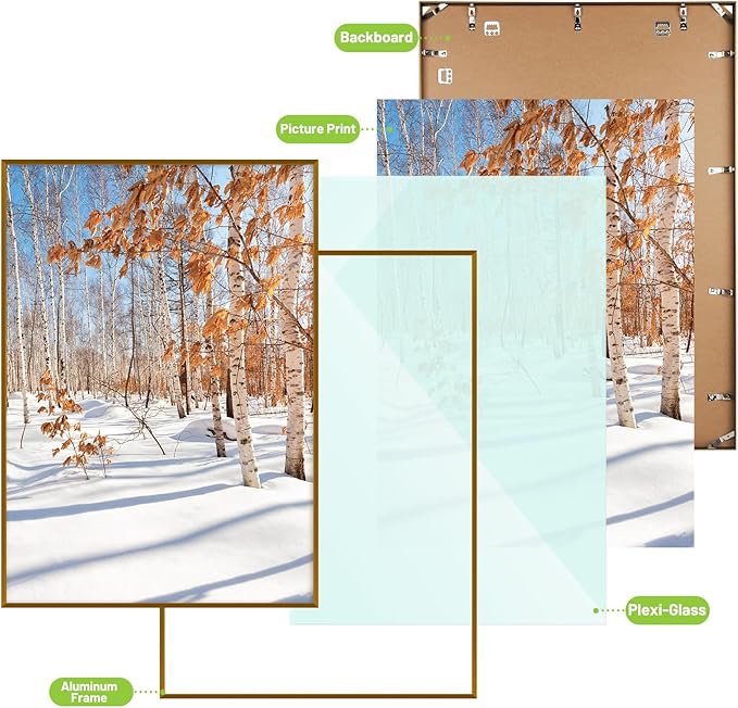 Golden State Art, A1 Aluminum Picture Frame, Bronze Metal Thin Poster Frames for 23.4x33.1 inch Photo, Acrylic Front, Wall Hook for Horizontal or Vertical Display, 3 Pack