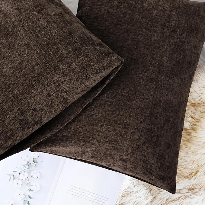 CaliTime Throw Pillow Covers Decorative 20 X 26 Inches Pack of 2 Cozy Chenille Standard Pillow Shams Cases for Couch Sofa Bed Living Room Home Coffee