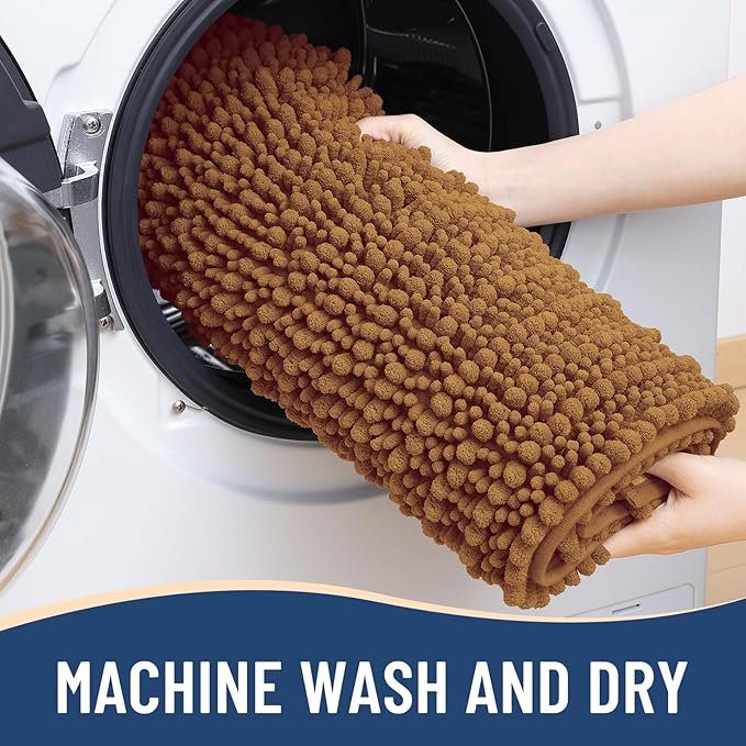 Arotive Luxury Chenille Bathroom Rug Mat, Extra Soft Thick Absorbent Shaggy Bath Rugs, Non-Slip Machine Wash Dry, Plush Bath Mats for Bathroom, Shower and Tub, 30x20, Ochre