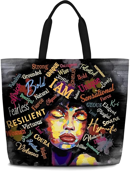 IAGM Women Tote Bags African American Woman Shoulder Bag Afro Black Girl Magic Satchel Handbags For Shopping,Work,Grocery,Gym