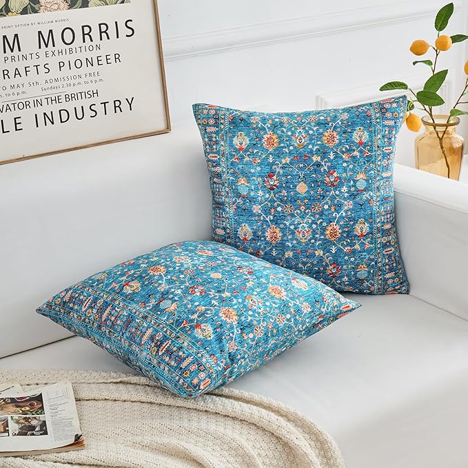 Boho Throw Pillow Covers 22x22 inch Set of 2,Boho Vintage Carpet Pattern Antique Ethnic Decor Double Sided Pattern Cushion Cover Soft Pillow Case Living Sofa Room Bed Square Pillow Cover