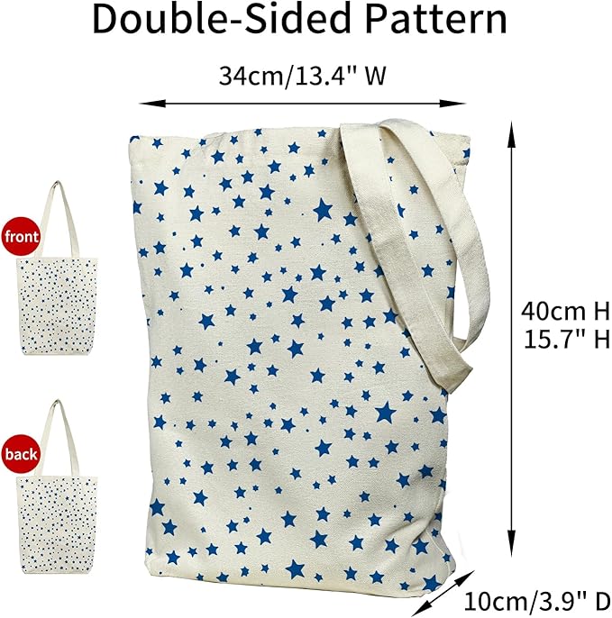 Tote Bag for Women, Reusable Zippered Canvas Bag with Handles Pocket Thick Canvas, for Grocery Shopping Beach Gift