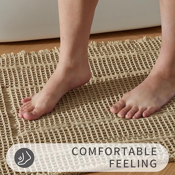 Bathroom Runner Rug Super Absorbent Non Slip Long Bath Mat Machine Washable Boho Bathroom Rugs Quick Dry Rug Runners for Hallway Bedroom Laundry Room,Brown, 2'x 6'(24" x 72")