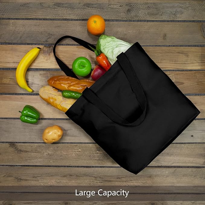 TOPDesign 6-Pack Canvas Tote Bags with Magnetic Snap, Reusable Grocery Shopping Bags, DIY Your Creative Designs