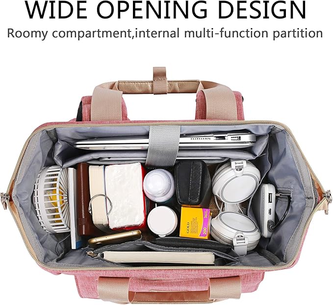 FALANKO Backpack for Women,Wide Open Work Large USB Charging Port Student Bookbag for 15.6 Inch Laptop,Doctor Teacher Nurse College School Travel Bag,Water Resistant Laptop Bookbag Computer Back Pack