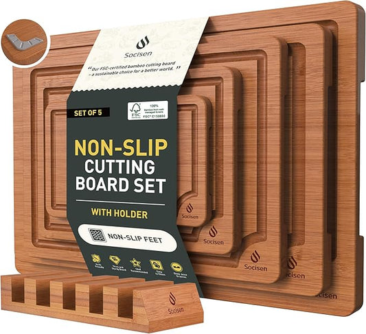 Bamboo Cutting Board Set Non Slip Feet with Holder Over Sink Best Grandpa Grandfather Elder Men Father Day Grandparents Great Papaw Peepaw Pawpaw Granddad Happy Birthday Christmas Unique Cool Gifts