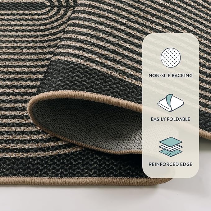 Lahome Modern Rainbow Hallway Runner Rug, 2x6 Washable Easy Jute Rugs for Entryway Kitchen Farmhouse Indoor Outdoor Carpet, Non Slip Runner for Porch Bedroom Laundry Front Door