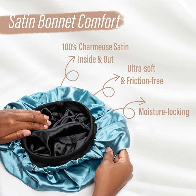 Satin Bonnet Adjustable Sleeping Silk Bonnet Black Women Men Double Layer Satin Silk Sleep Cap Hair Wrap Large Curly Hair