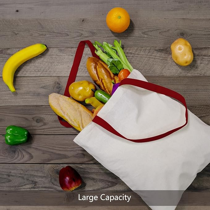 TOPDesign 12-Pack Economical 16"x15" Cotton Tote Bag, Lightweight Medium Reusable Grocery Shopping Cloth Bags, Suitable for DIY, Advertising, Promotion, Gift, Activity