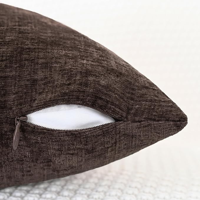 CaliTime Throw Pillow Covers Decorative 12 X 20 Inches Pack of 2 Cozy Chenille Cushion Cases for Couch Sofa Bed Living Room Home Coffee