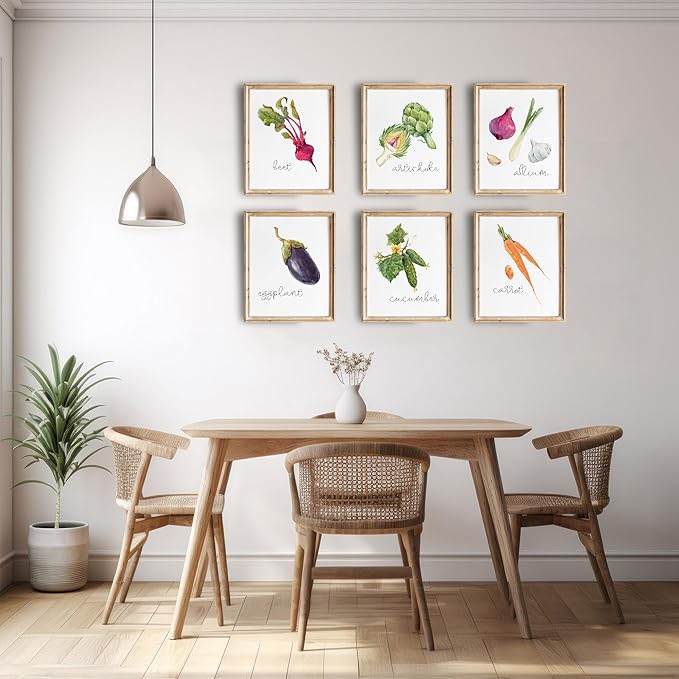 Kitchen Wall Decor Art Prints - Botanical Prints - (Set of 6) - Unframed - 8x10s | Flower Wall Décor | Kitchen Wall Décor | Vintage Wall Décor | Botanical Wall Art | Aesthetic Wall Décor
