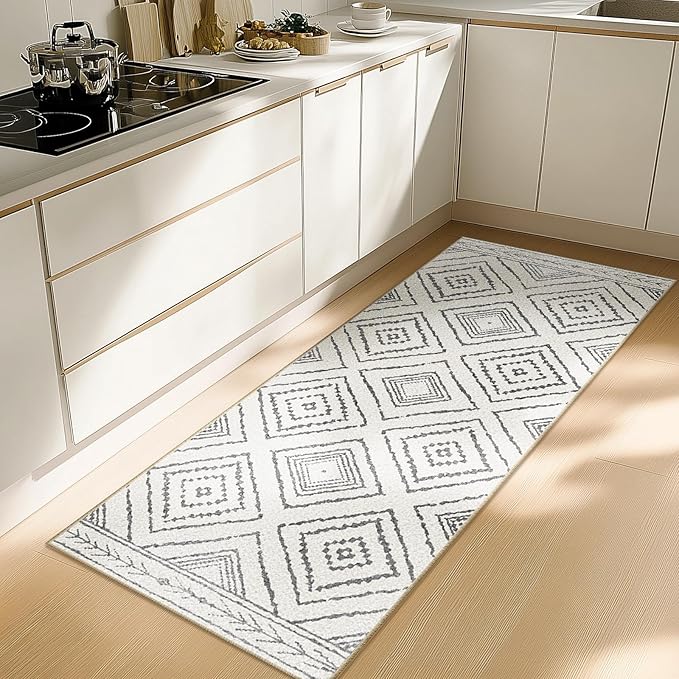 Area Rug 2x6 Rug Machine Washable Non-Slip Low Pile Print Pattern Western Rug for Living Room Bedroom Entryway Tribal Series -Navywhite/Black