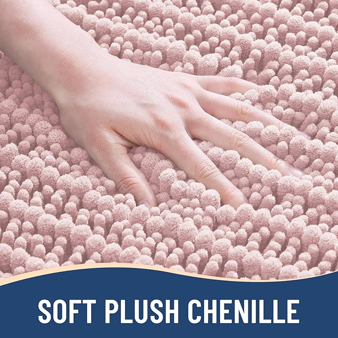 Arotive Luxury Chenille Bathroom Rug Mat, Extra Soft Thick Absorbent Shaggy Bath Rugs, Non-Slip Machine Wash Dry, Plush Bath Mats for Bathroom, Shower and Tub, 36x24, Dirty Pink