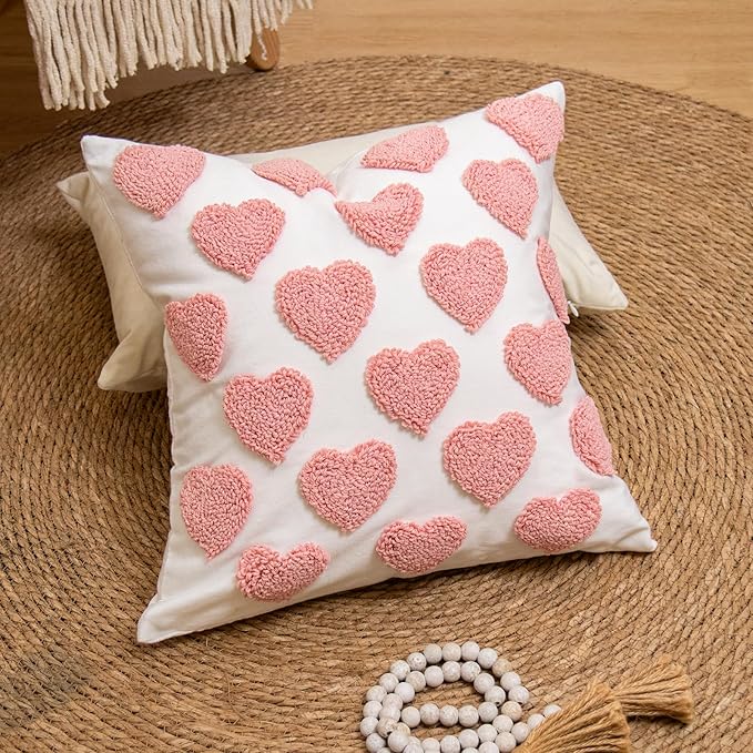 lifein 18x18 Pillow Covers-Throw Pillow Cover,Tufted Boho Jacquard Pillow Covers,Farmhouse Decorative Pillow Cover,Pillow Cases for Gift,Couch,Sofa,Bed,Chair,Living Room,Home Decor(18x18inch)