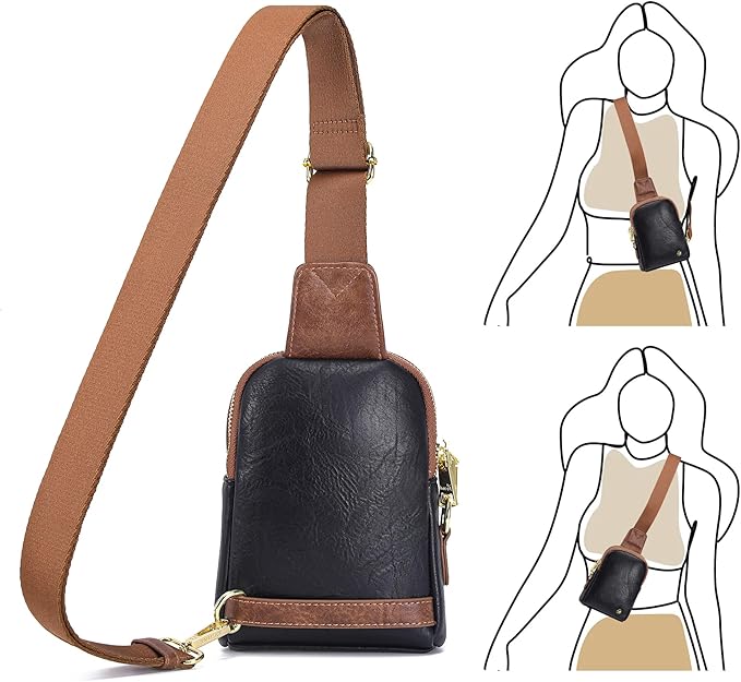 INICAT Travel Small Sling Bag Leather Crossbody Bags for Women Fanny Packs Cross Body Bag for Woman Cross Body Purses