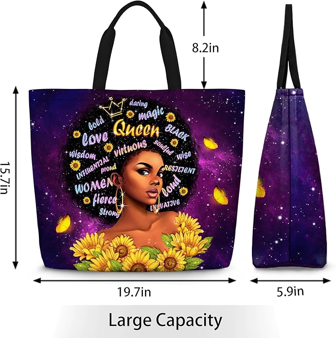 IAGM Women Tote Bags African American Woman Shoulder Bag Afro Black Girl Magic Satchel Handbags For Shopping,Work,Grocery,Gym
