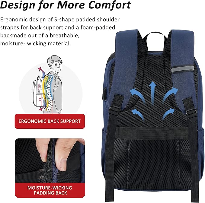 MAXTOP Laptop Backpack Bookbag Backpack with USB Charging Port Anti-Theft[Water Resistant] Work College Business Travel Computer Backpack for Men Women Fits up to 16" Notebook