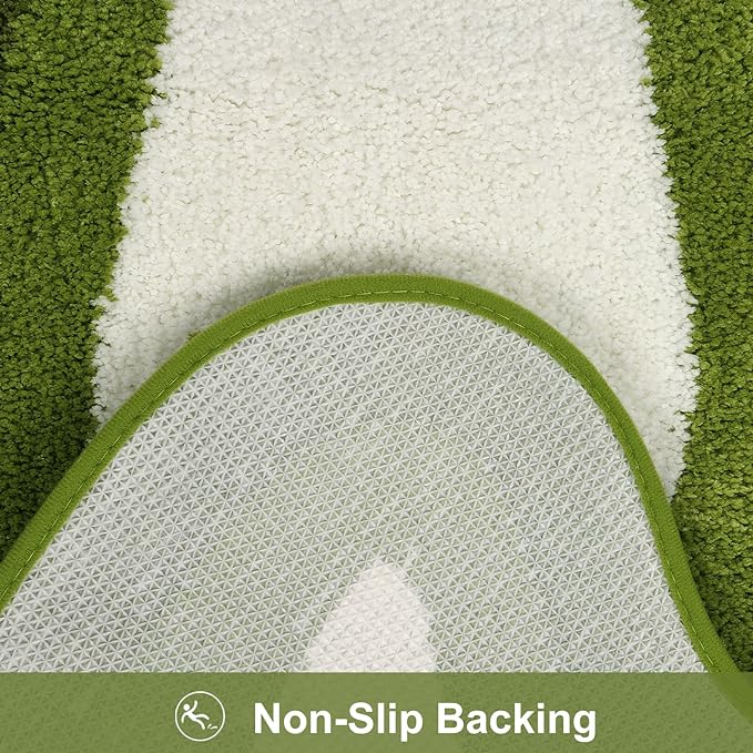 HAOCOO Bathroom Rugs Runner 18x47 inch, Non Slip Soft Green Rug Irregular Shape Bathroom Mats, Washable Absorbent Long Bathroom Rugs for Bedroom Aesthetic Bathtub Sink Shower