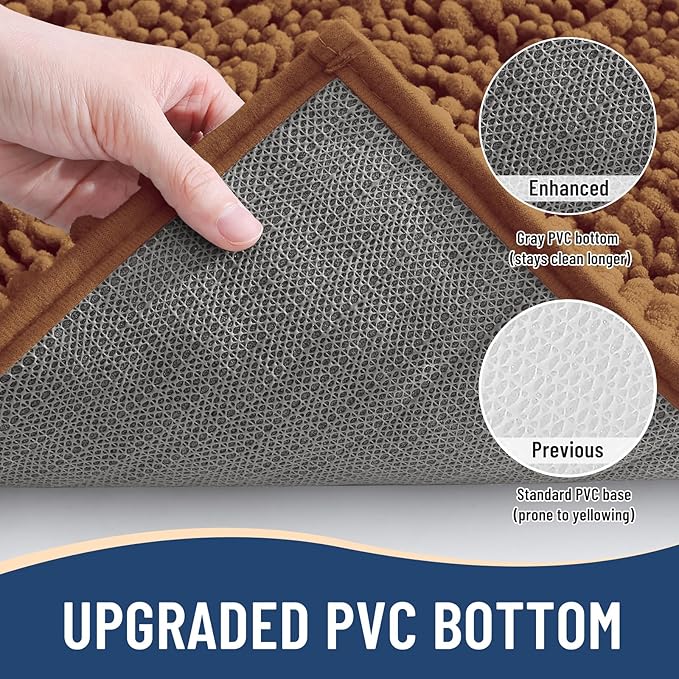 Arotive Luxury Chenille Bathroom Rug Mat, Extra Soft Thick Absorbent Shaggy Bath Rugs, Non-Slip Machine Wash Dry, Plush Bath Mats for Bathroom, Shower and Tub, 30x20, Ochre