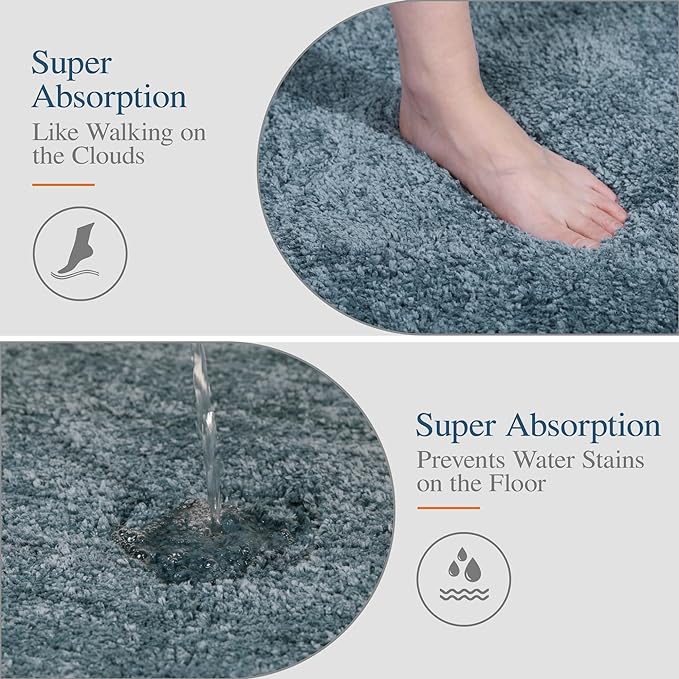 Walensee Large Bathroom Rug (24 x 48, Slate) Extra Soft and Absorbent Shaggy Bath Mat Machine Washable Microfiber Non Slip Luxury Floor Mat