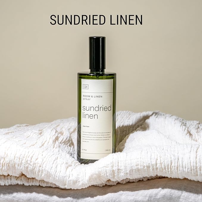 Craft & Kin Sundried Linen Room Spray for Bedding, 6.76 oz, Pillow Spray, Long-Lasting Room Freshener, Soothing Aroma Mist for Home & Washroom