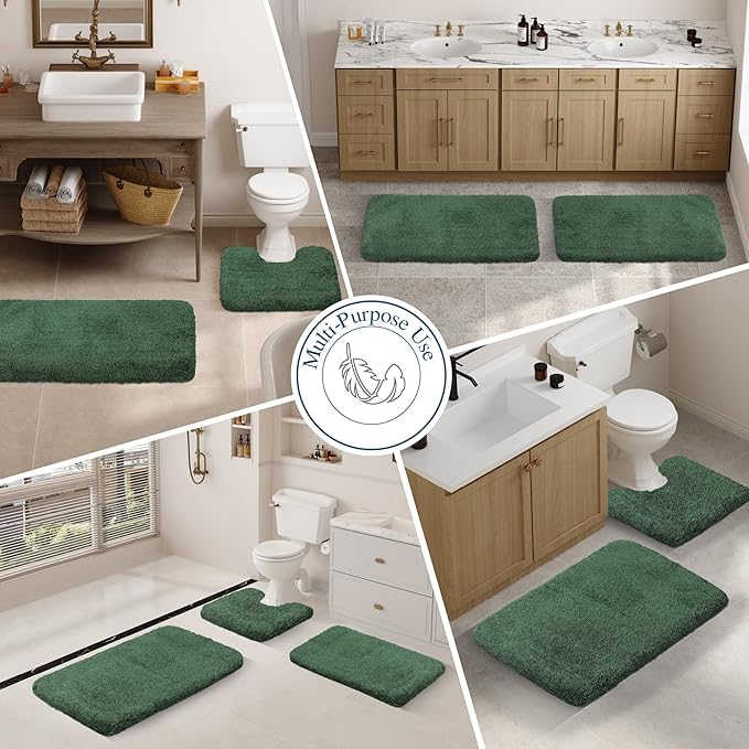 Walensee Large Bathroom Rug (24 x 40, Hunter Green) Extra Soft and Absorbent Shaggy Bath Mat Machine Washable Microfiber Non Slip Luxury Floor Mat