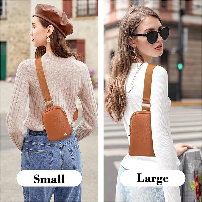 INICAT Travel Small Sling Bag Leather Crossbody Bags for Women Fanny Packs Cross Body Bag for Woman Cross Body Purses