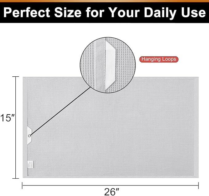 Homaxy 100% Cotton Waffle Weave Kitchen Towels - 6 Pack Soft and Absorbent Dish Towels - 16 x 26 Inches Quick Dry Hand Towels - Light Grey