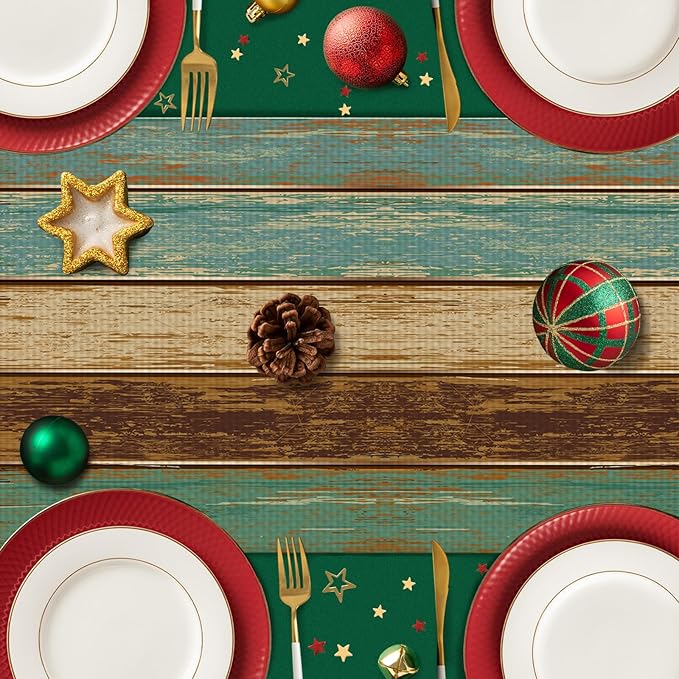 Wood Print Table Runner Seasonal Kitchen Dining Linen Table Decoration for Indoor Outdoor Home Party Dinner 13x72 Inch